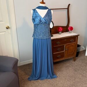 Patra Blue Embellished formal Dress